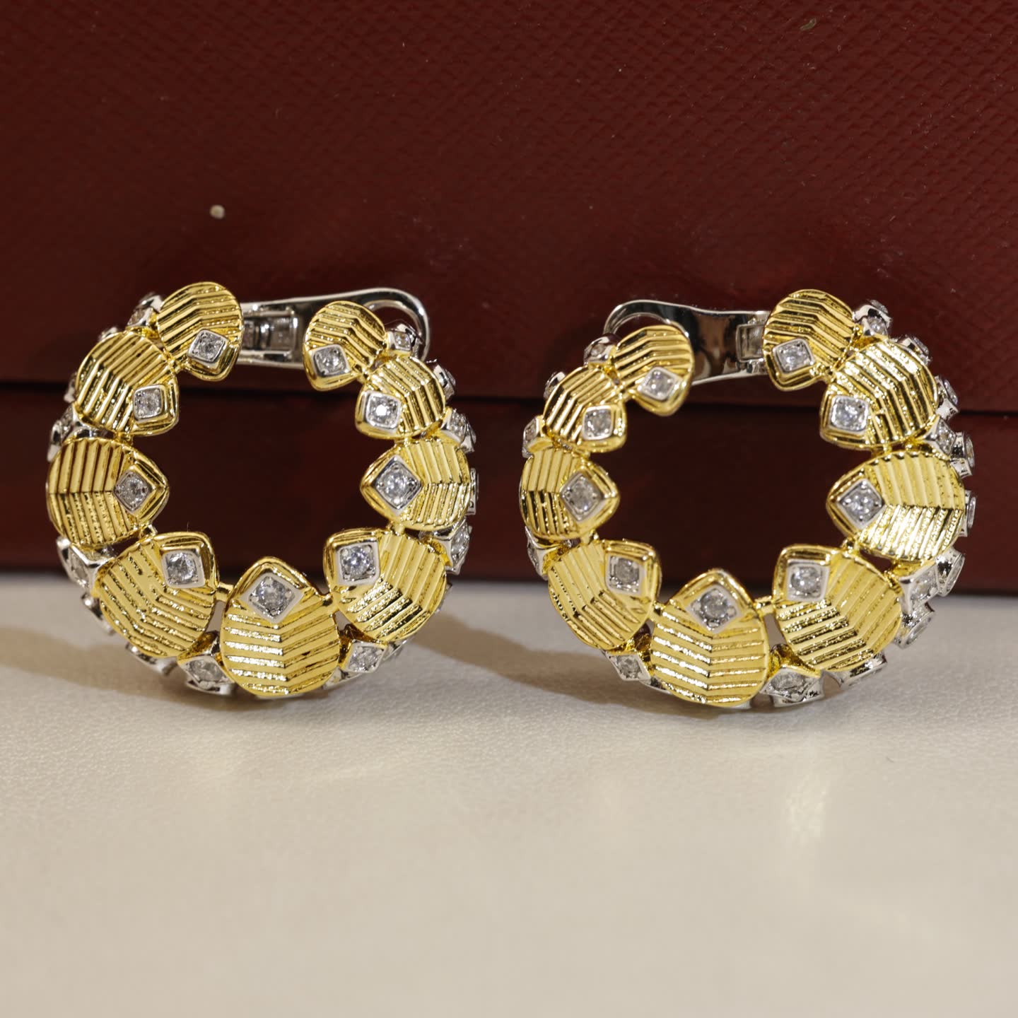 Cartier Gold and Diamond Hoop Earrings