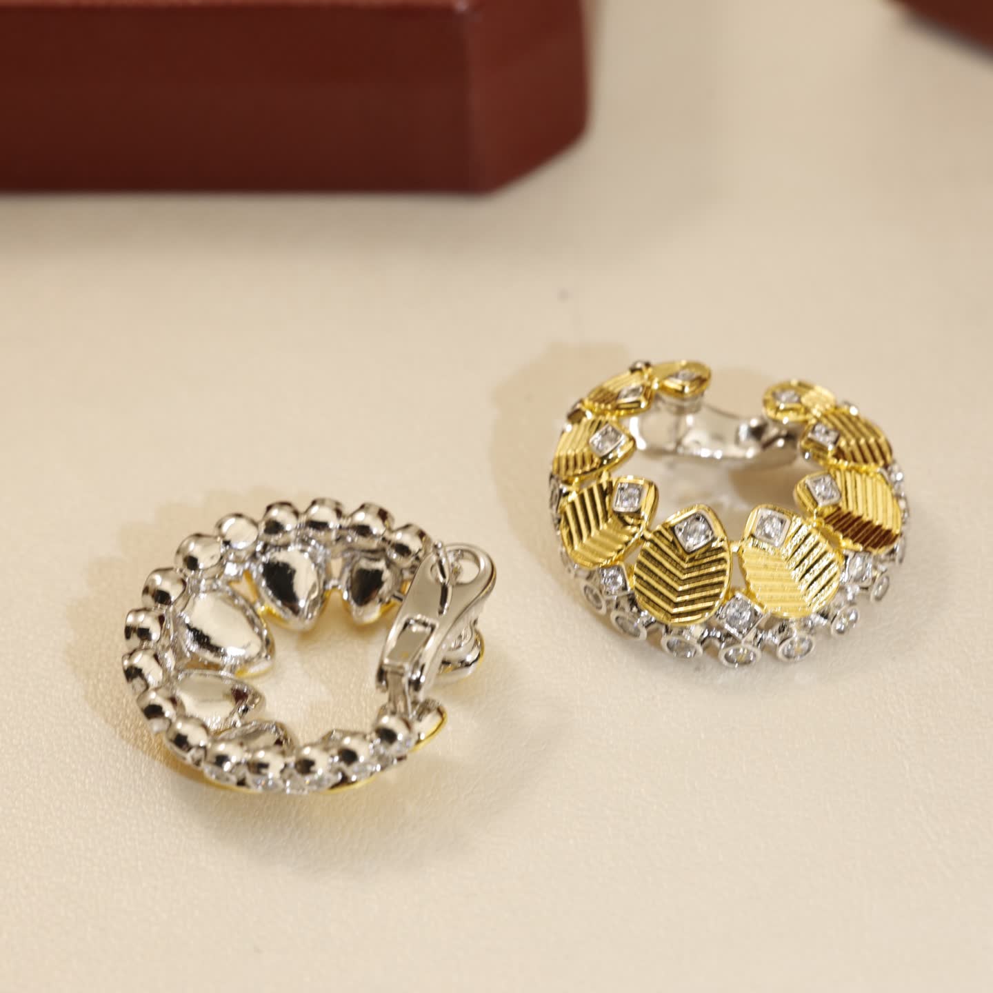 Cartier Gold and Diamond Hoop Earrings