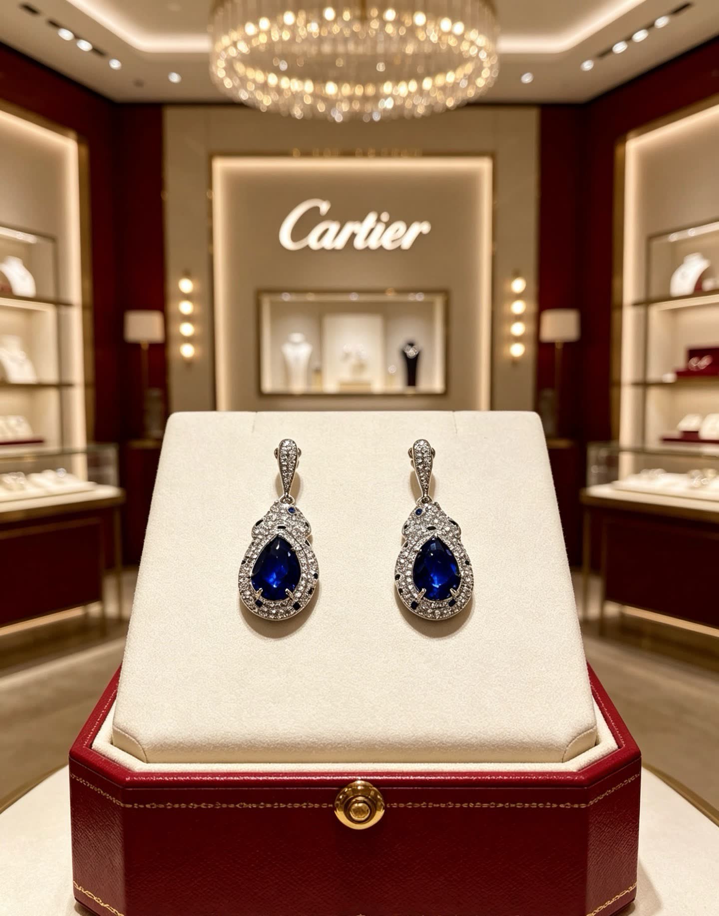 Cartier Elegant Blue Gemstone Earrings