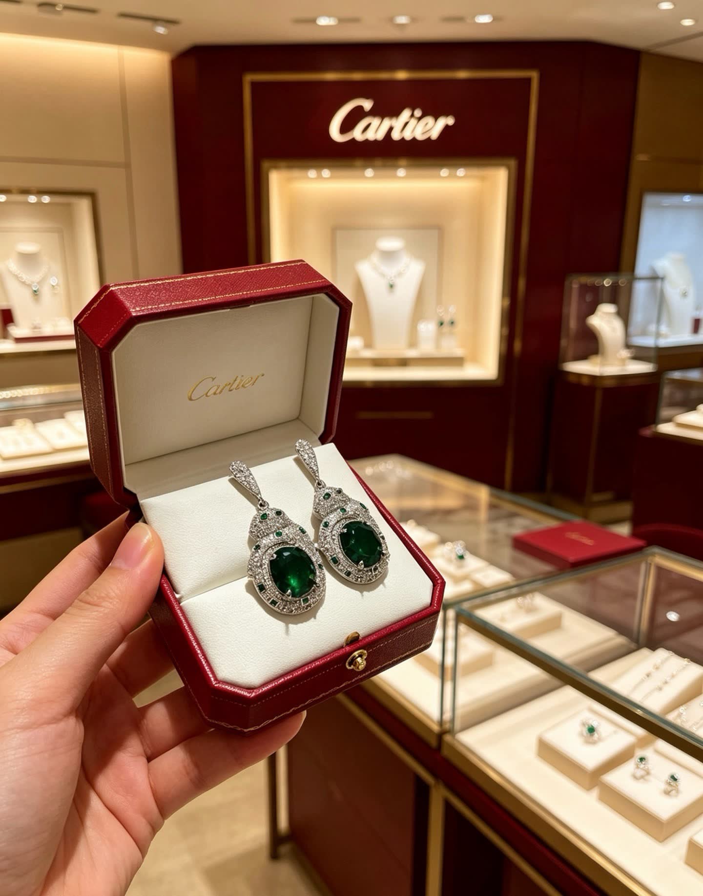 Cartier Emerald and Diamond Earrings