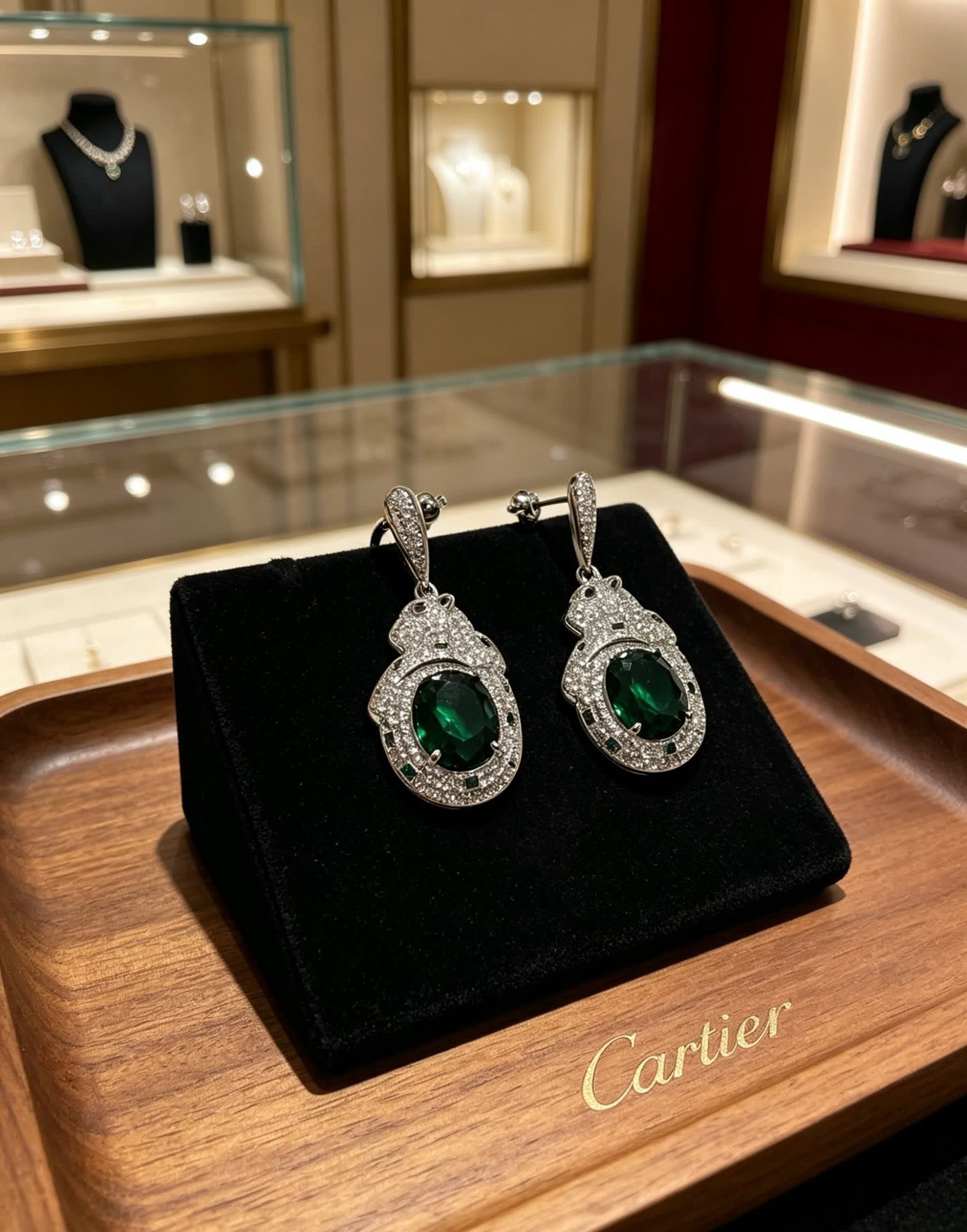 Cartier Emerald and Diamond Earrings
