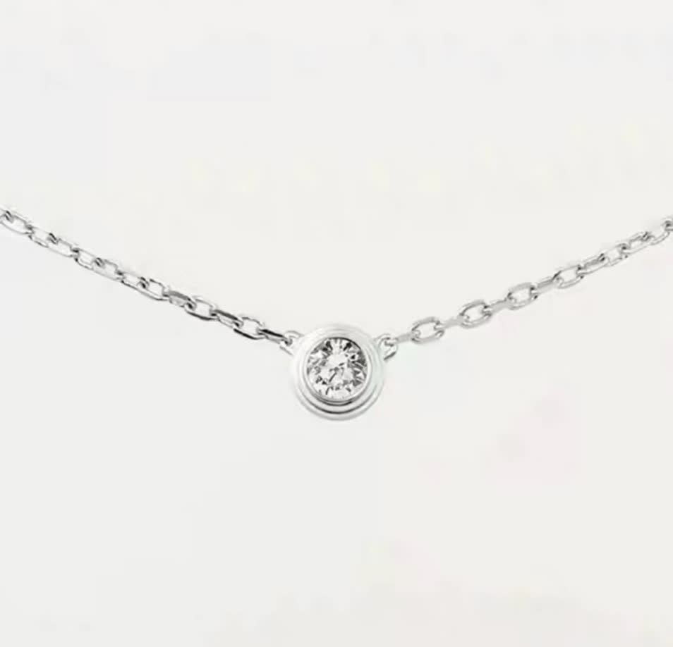 Cartier Elegant Silver Diamond Stud Earrings and Pendant Set