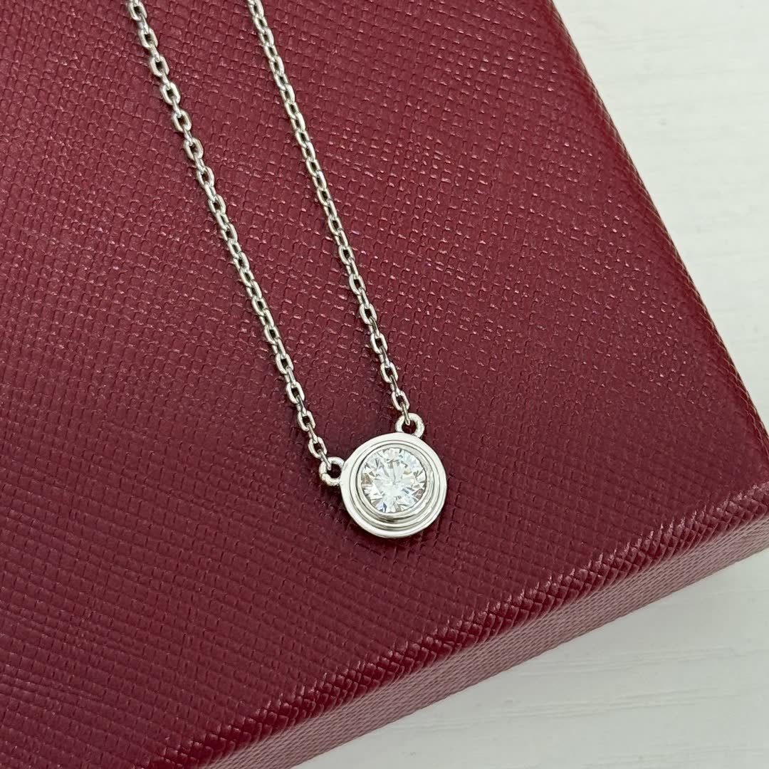 Cartier Elegant Silver Diamond Stud Earrings and Pendant Set