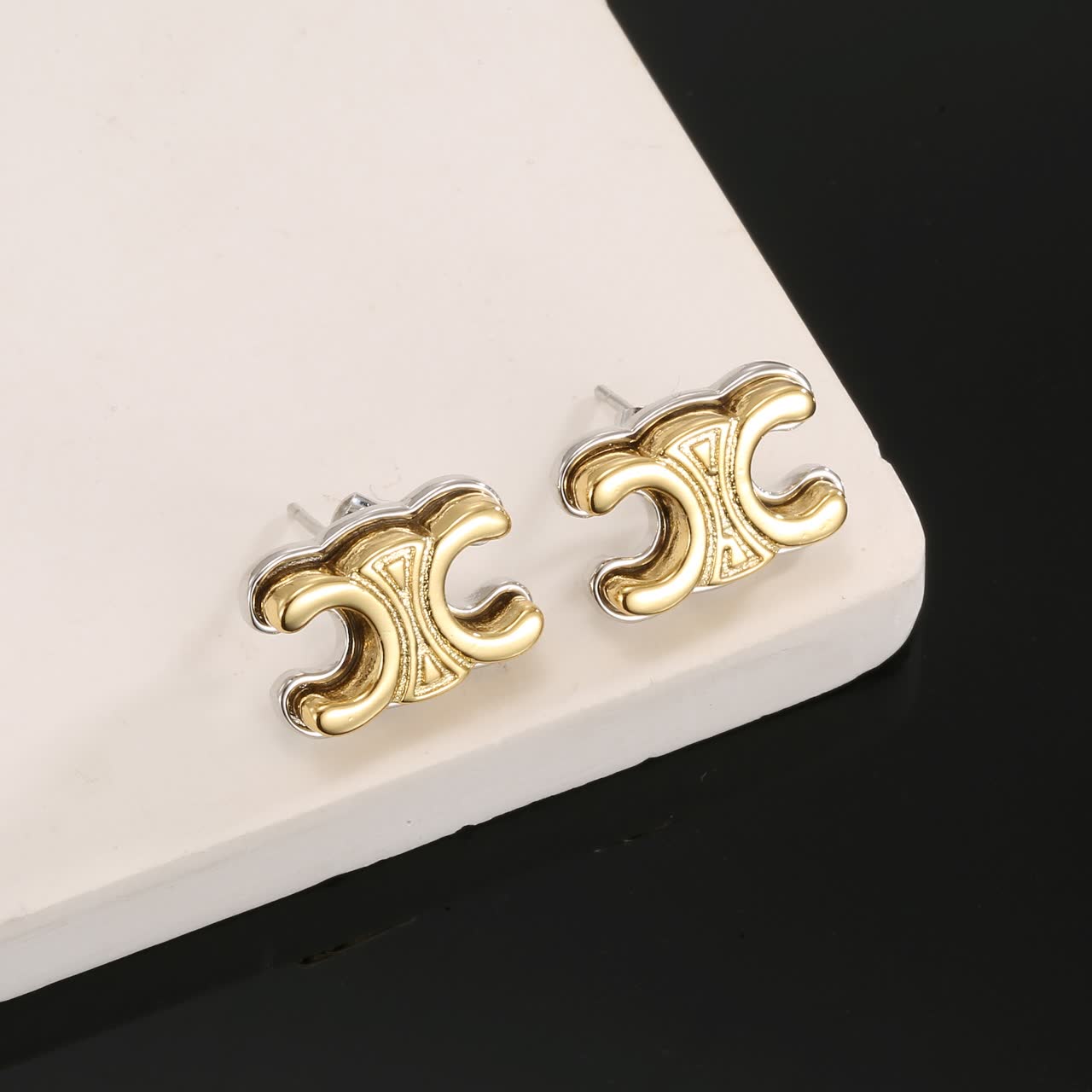 Chanel CC Logo Stud Earrings