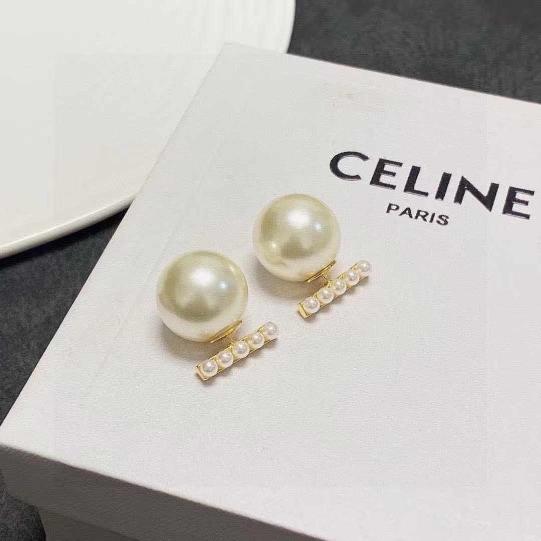 Celine Paris Pearl Stud Earrings