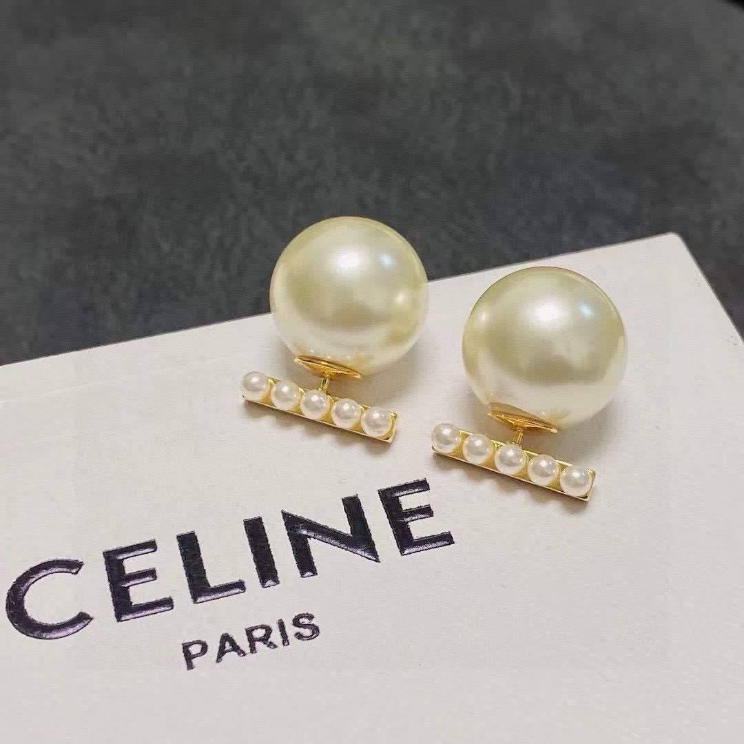 Celine Paris Pearl Stud Earrings