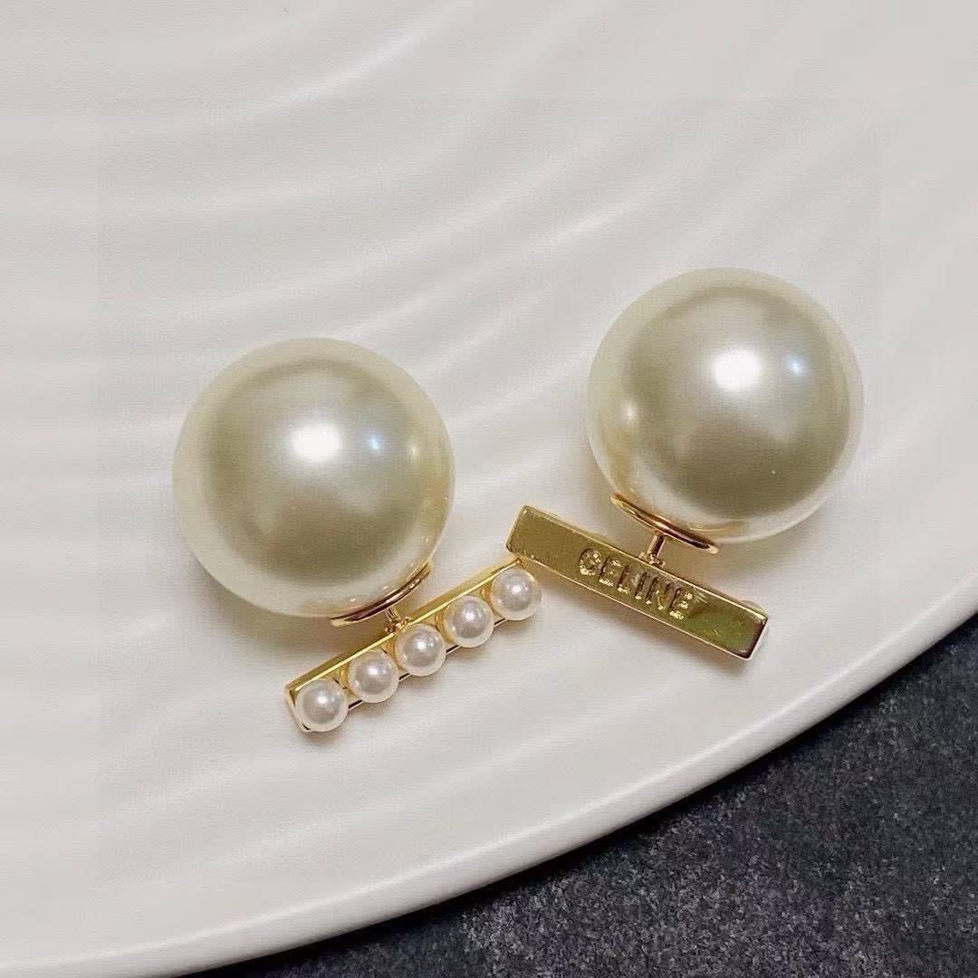 Celine Paris Pearl Stud Earrings