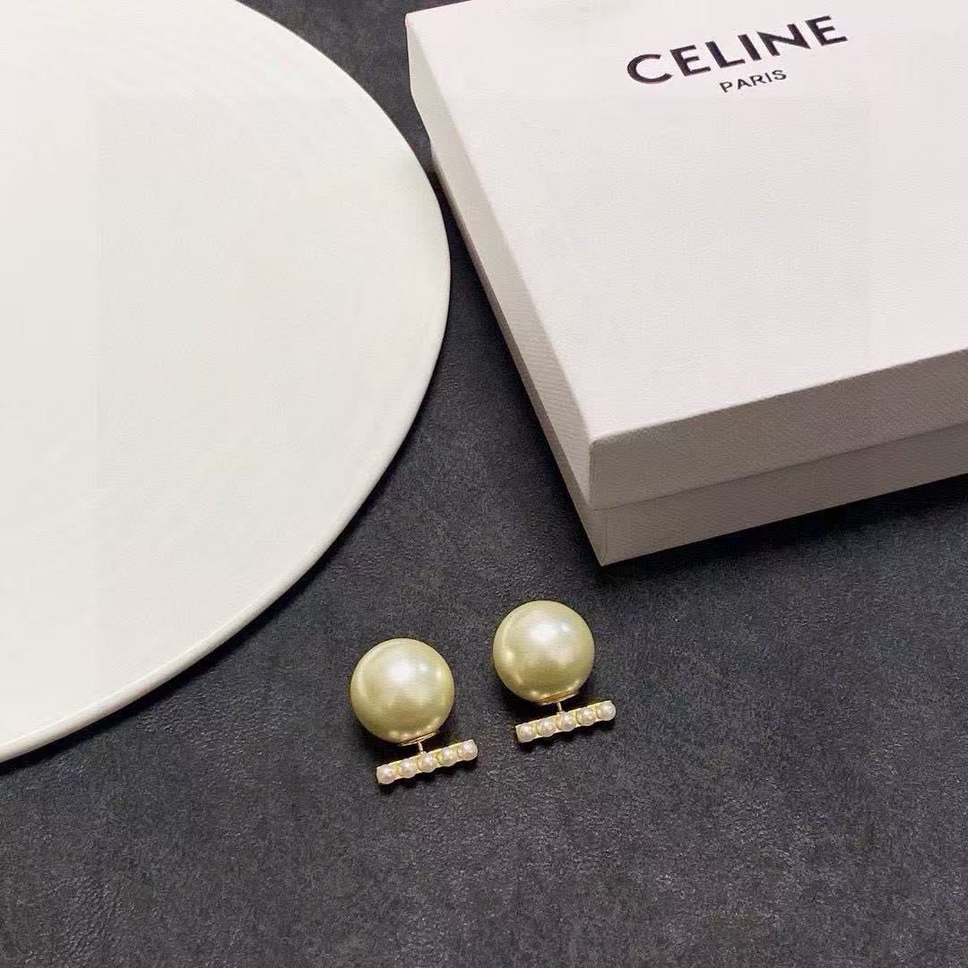 Celine Paris Pearl Stud Earrings