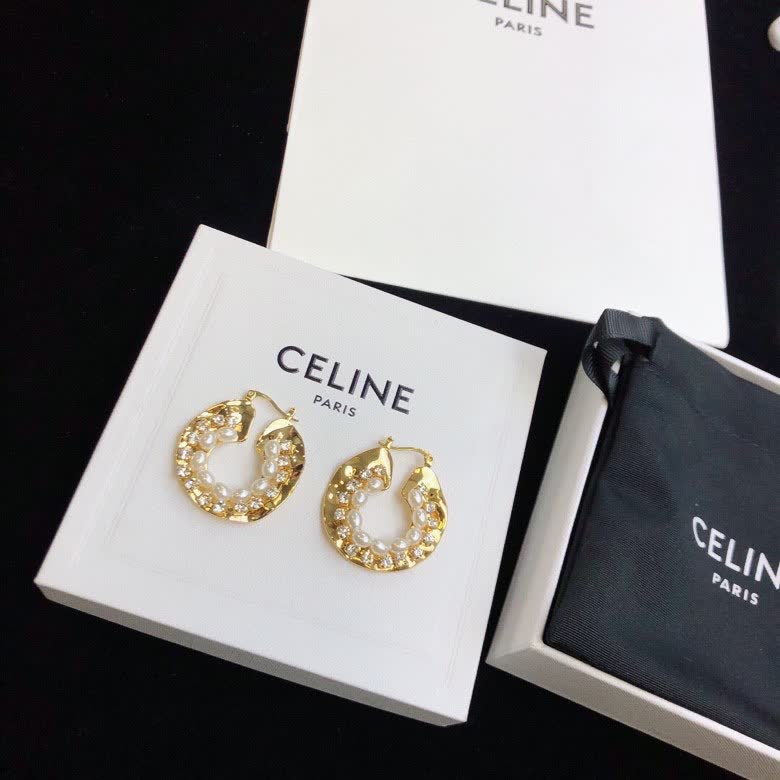 Celine Paris Gold-Tone Pearl Hoop Earrings
