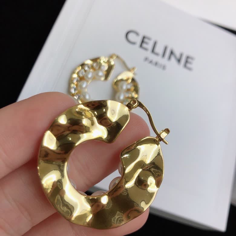 Celine Paris Gold-Tone Pearl Hoop Earrings