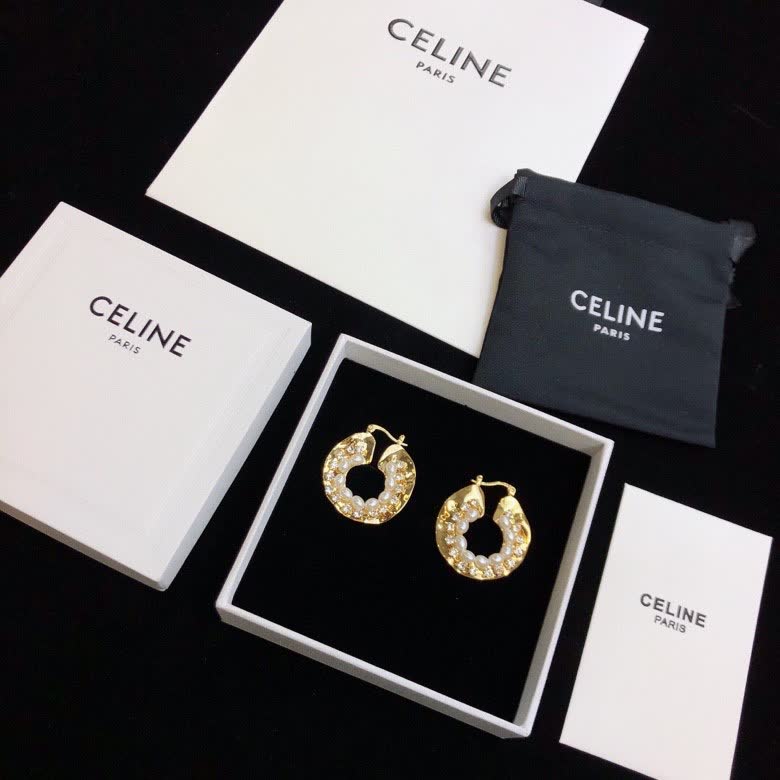 Celine Paris Gold-Tone Pearl Hoop Earrings
