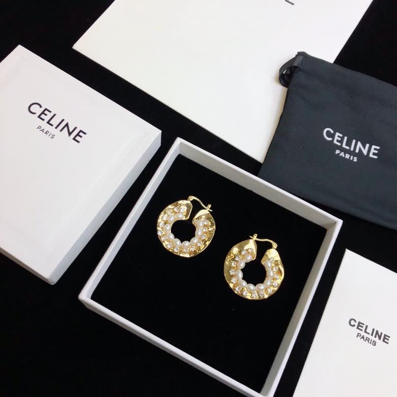 Celine Paris Gold-Tone Pearl Hoop Earrings
