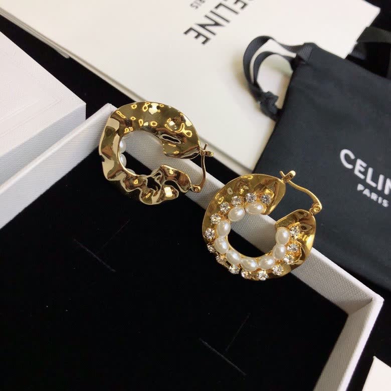 Celine Paris Gold-Tone Pearl Hoop Earrings