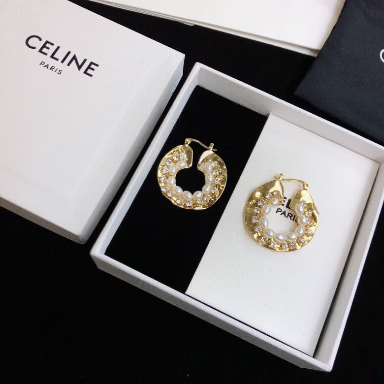 Celine Paris Gold-Tone Pearl Hoop Earrings