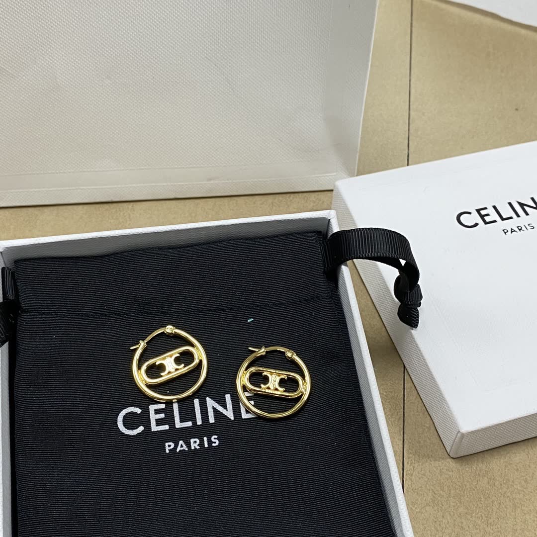 Chanel CC Logo Gold Hoop Earrings