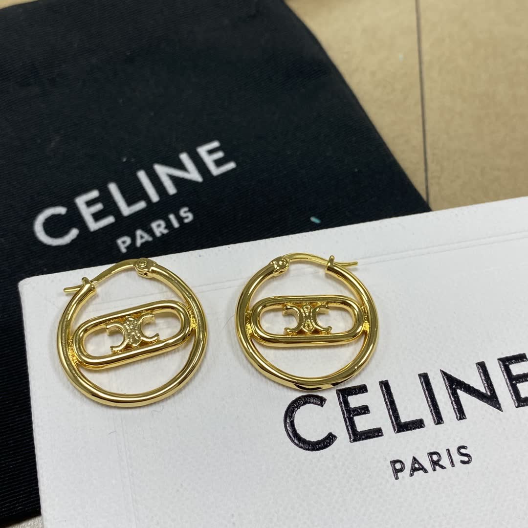 Chanel CC Logo Gold Hoop Earrings