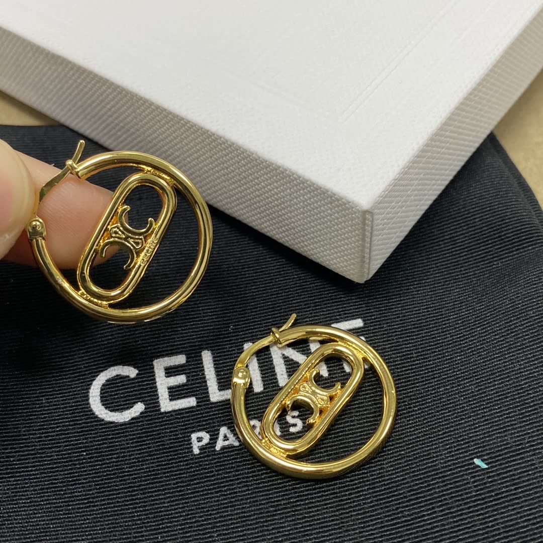 Chanel CC Logo Gold Hoop Earrings