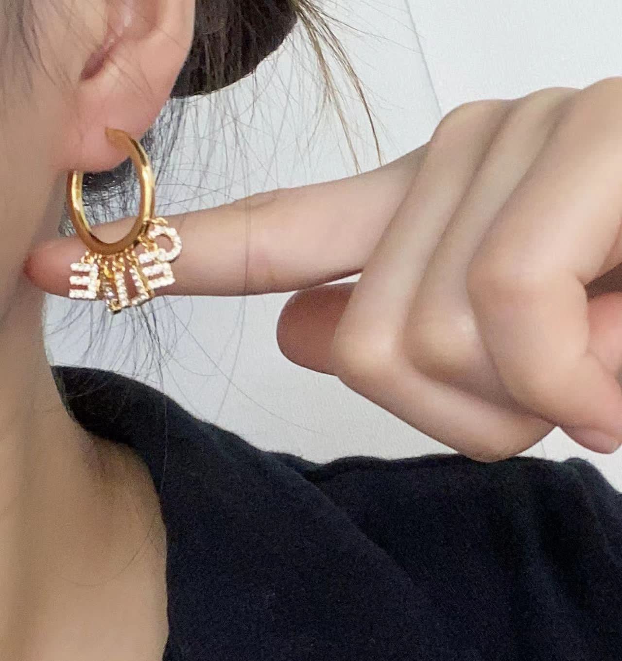 Celine Gold Hoop Earrings with Crystal Detailing