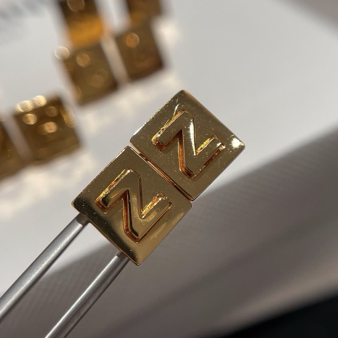 Celine Gold Square Stud Earrings