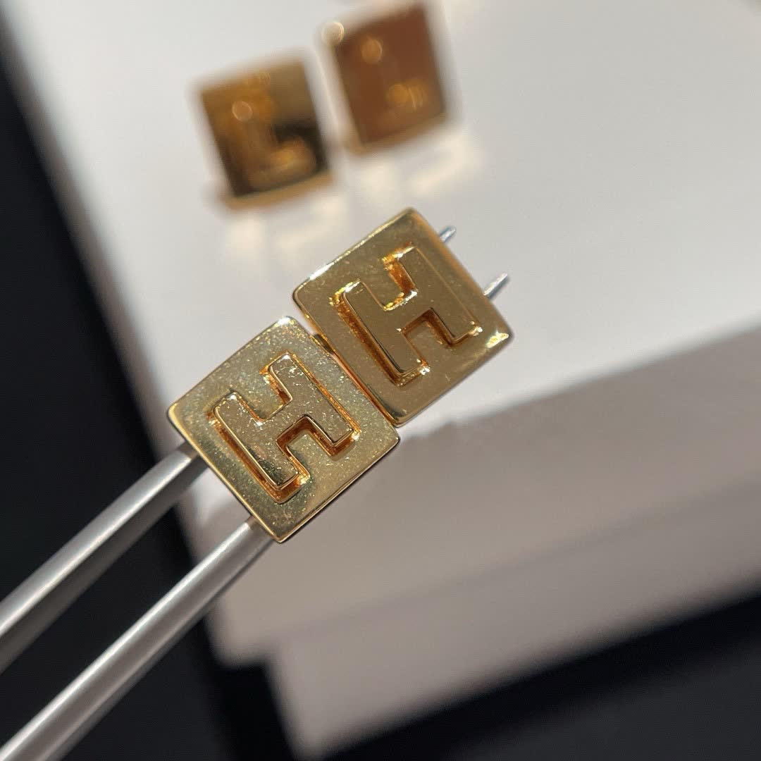 Celine Gold Square Stud Earrings