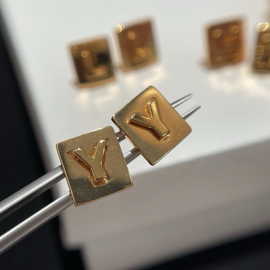 Celine Gold Square Stud Earrings