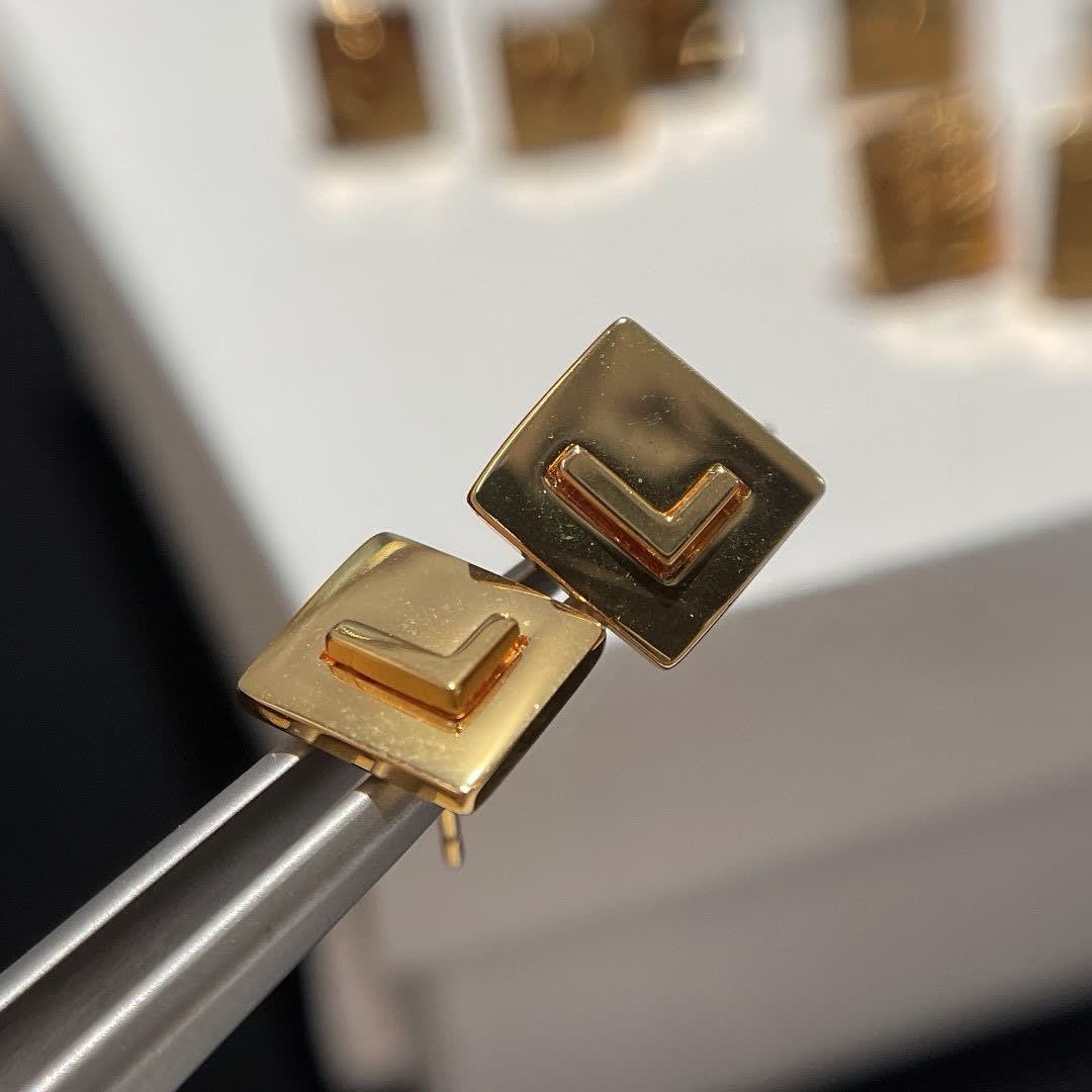 Celine Gold Square Stud Earrings