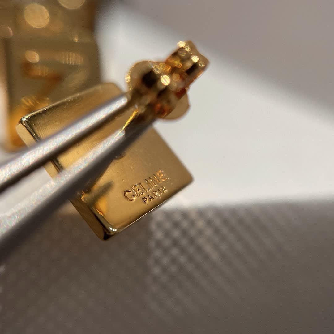 Celine Gold Square Stud Earrings