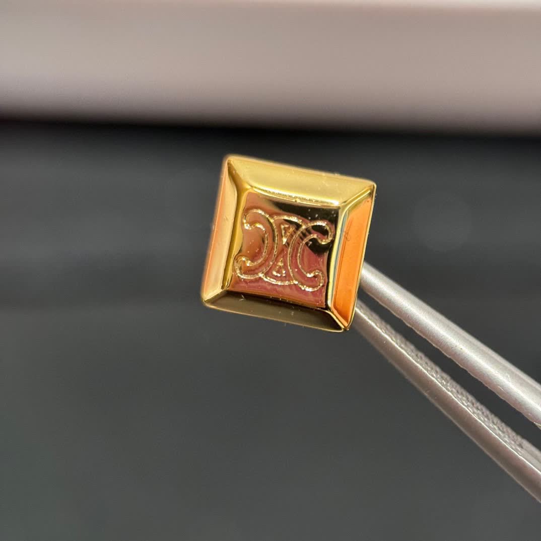 Celine Gold Square Stud Earrings