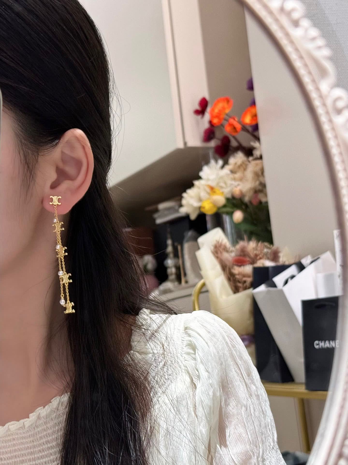 Chanel CC Logo Earrings
