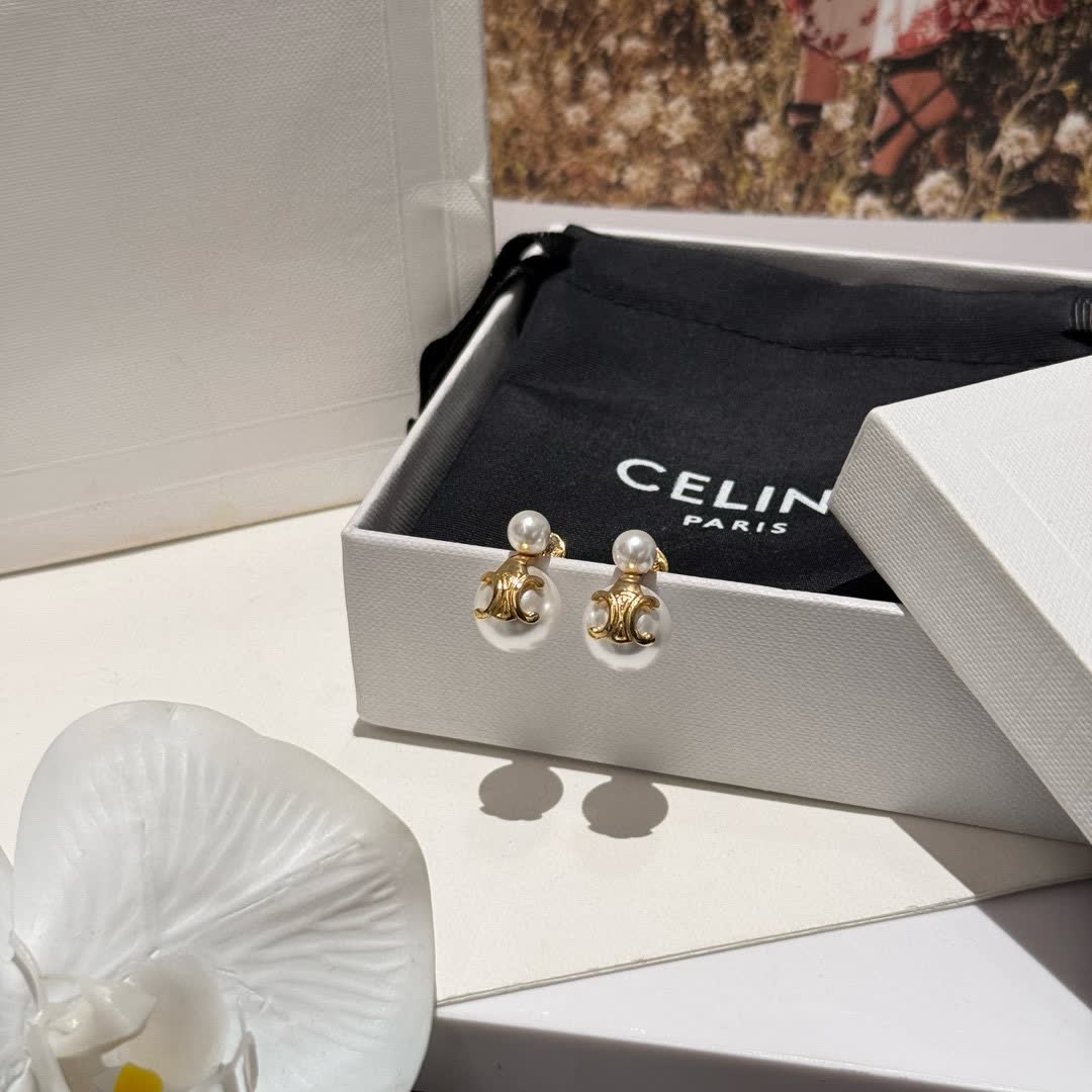 Celine Gold and Pearl Earrings