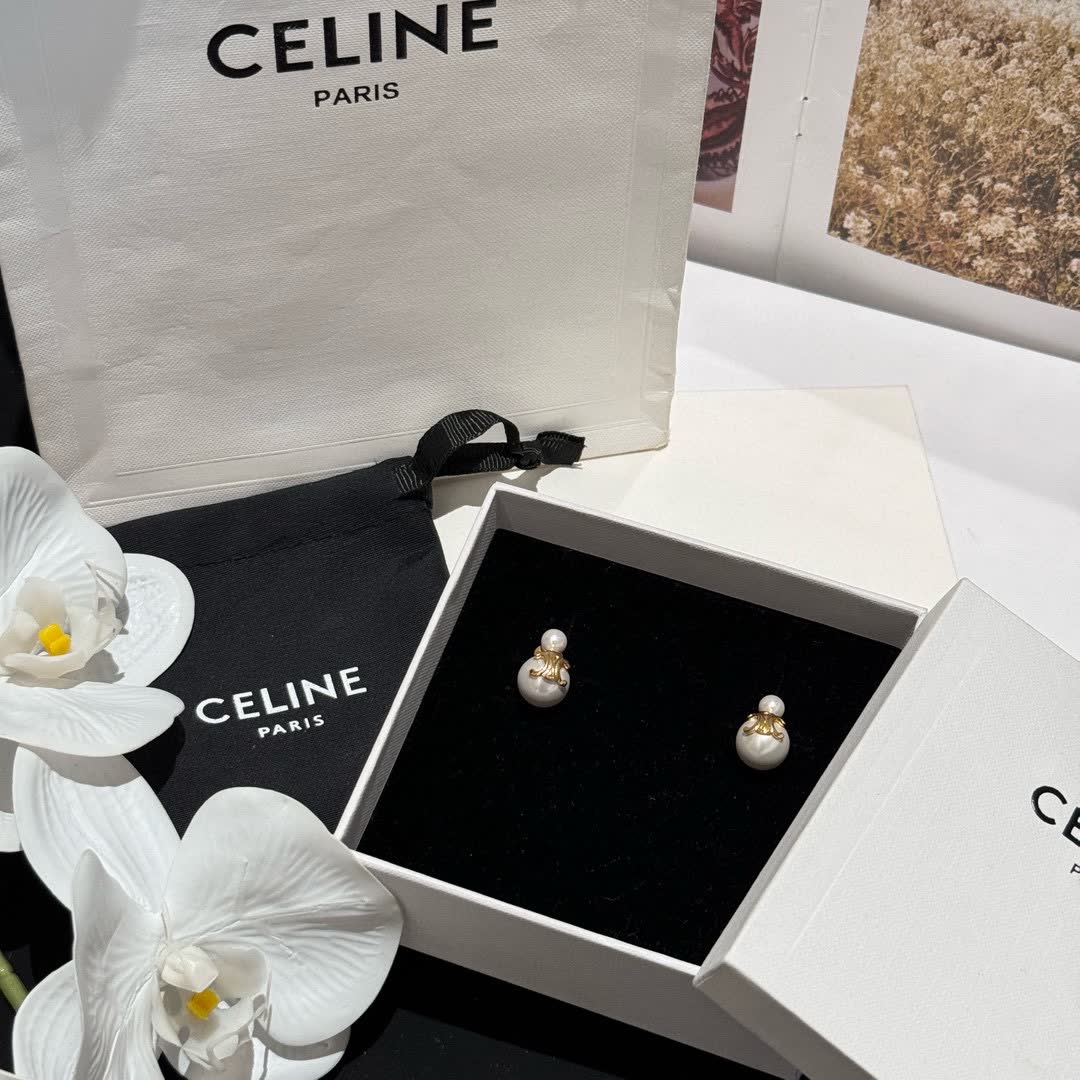 Celine Gold and Pearl Earrings