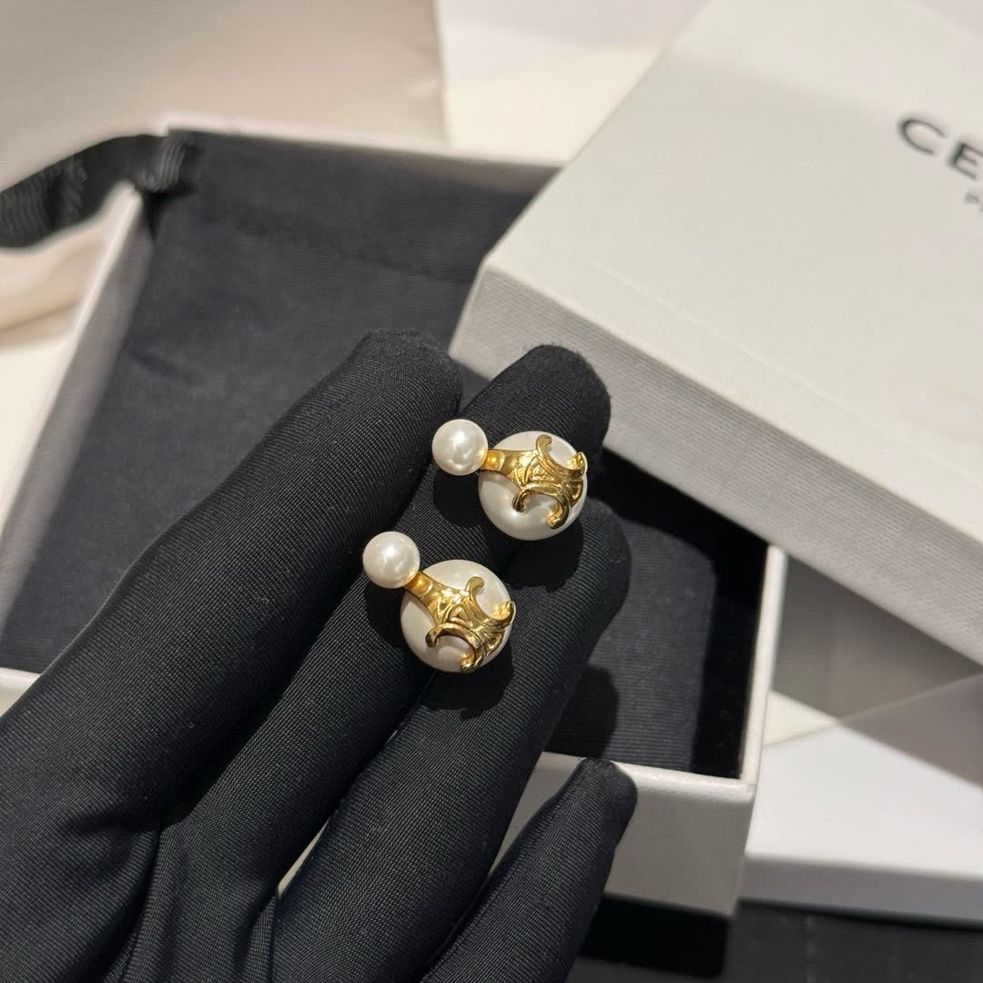 Celine Gold and Pearl Earrings