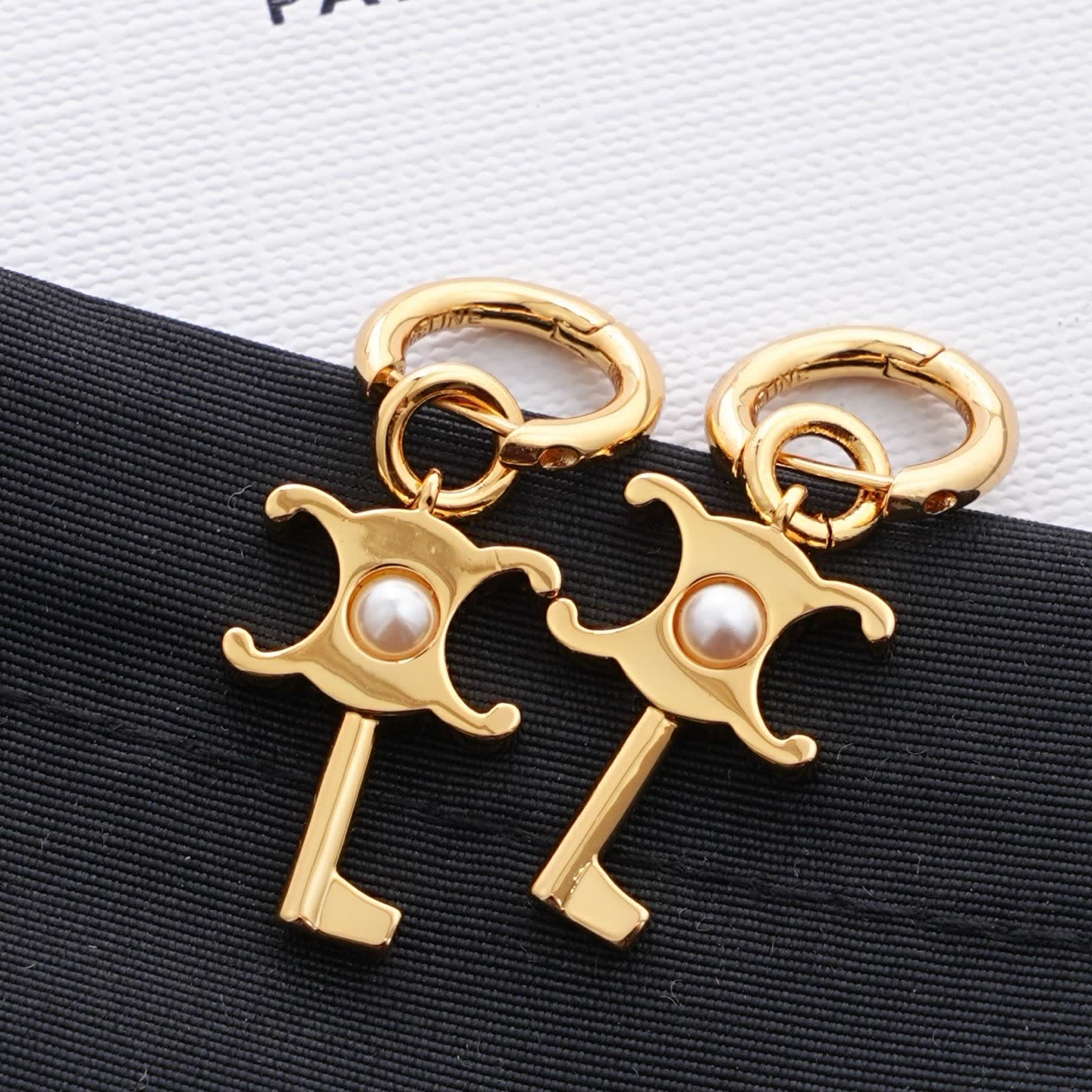 Chanel Gold-Tone Pearl Key Earrings