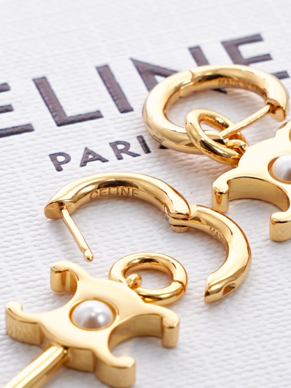 Chanel Gold-Tone Pearl Key Earrings