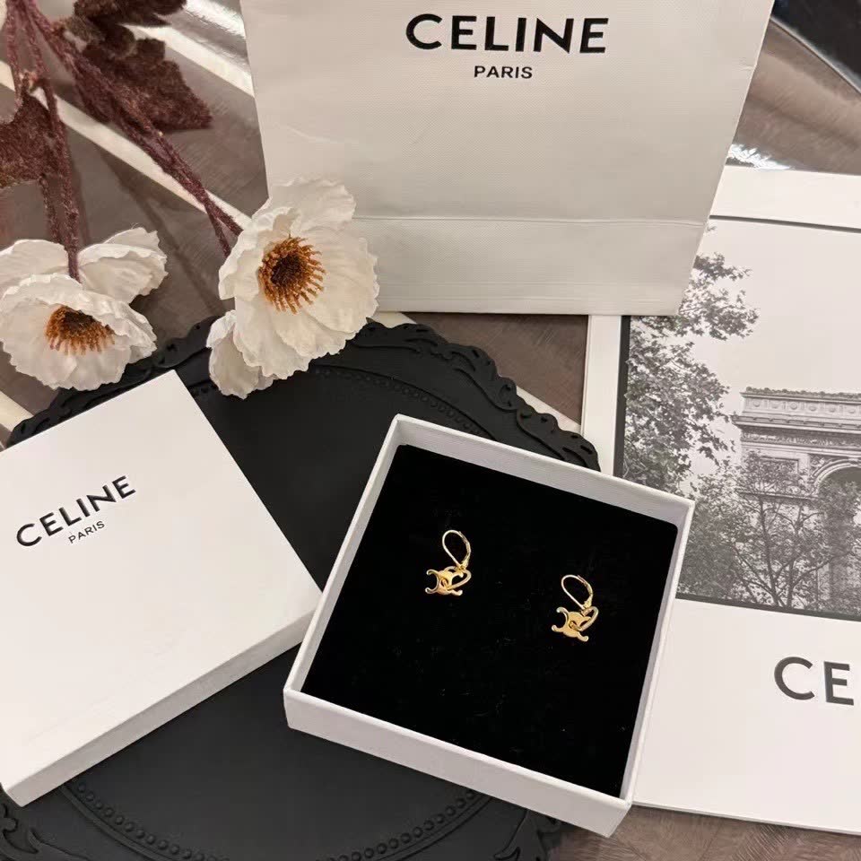 Celine Gold Heart Shaped Earrings