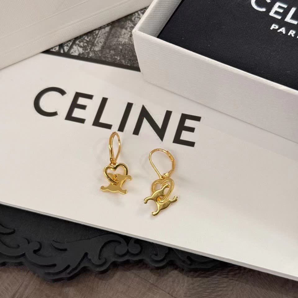 Celine Gold Heart Shaped Earrings