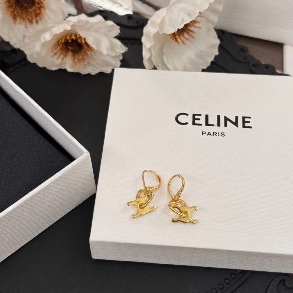 Celine Gold Heart Shaped Earrings