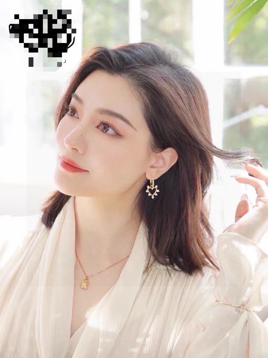 Celine Heart Shaped Earrings with Crystal Accents