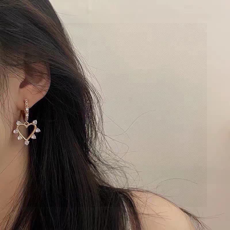Celine Heart Shaped Earrings with Crystal Accents