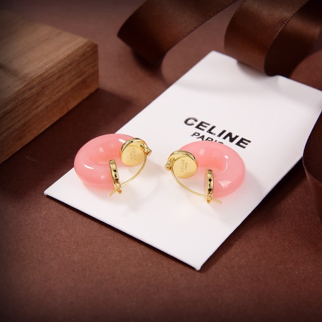 Celine Paris Pink Hoop Earrings