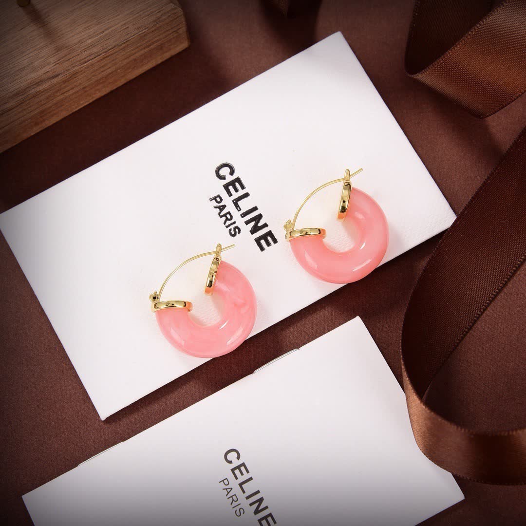 Celine Paris Pink Hoop Earrings