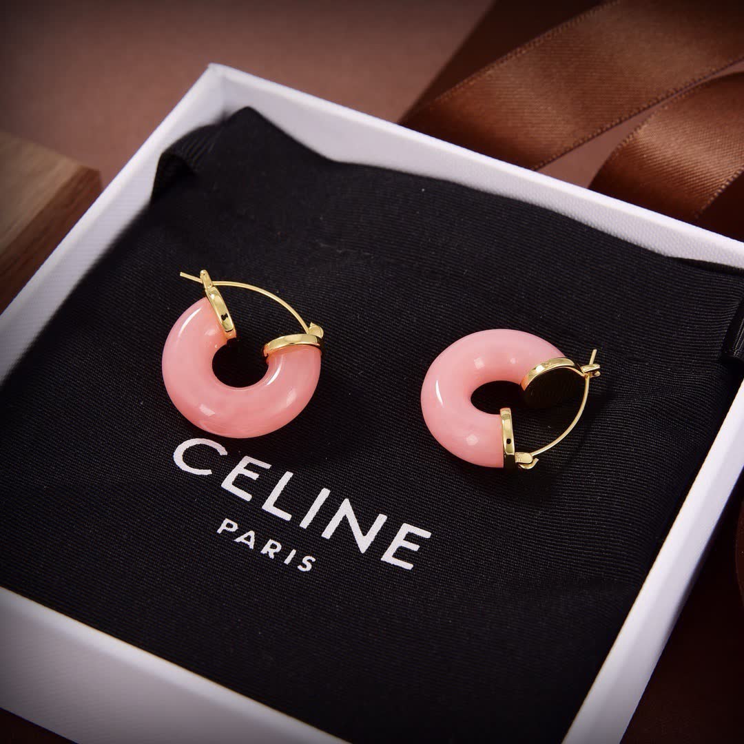 Celine Paris Pink Hoop Earrings