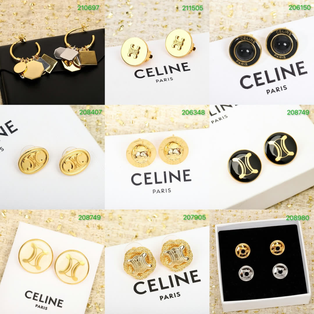 Celine Paris Gold Tone Geometric Earrings