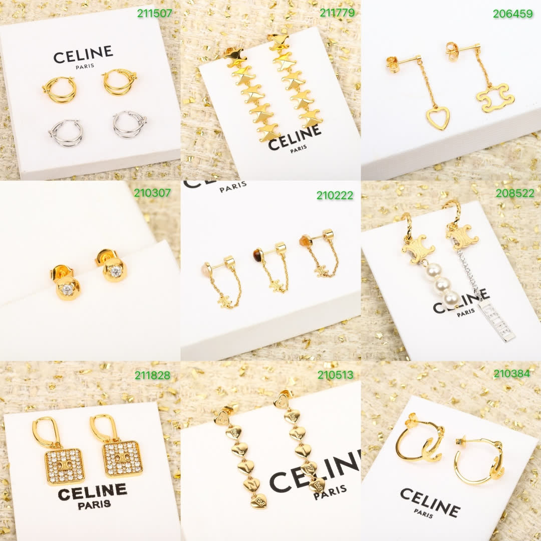 Celine Paris Gold Tone Geometric Earrings