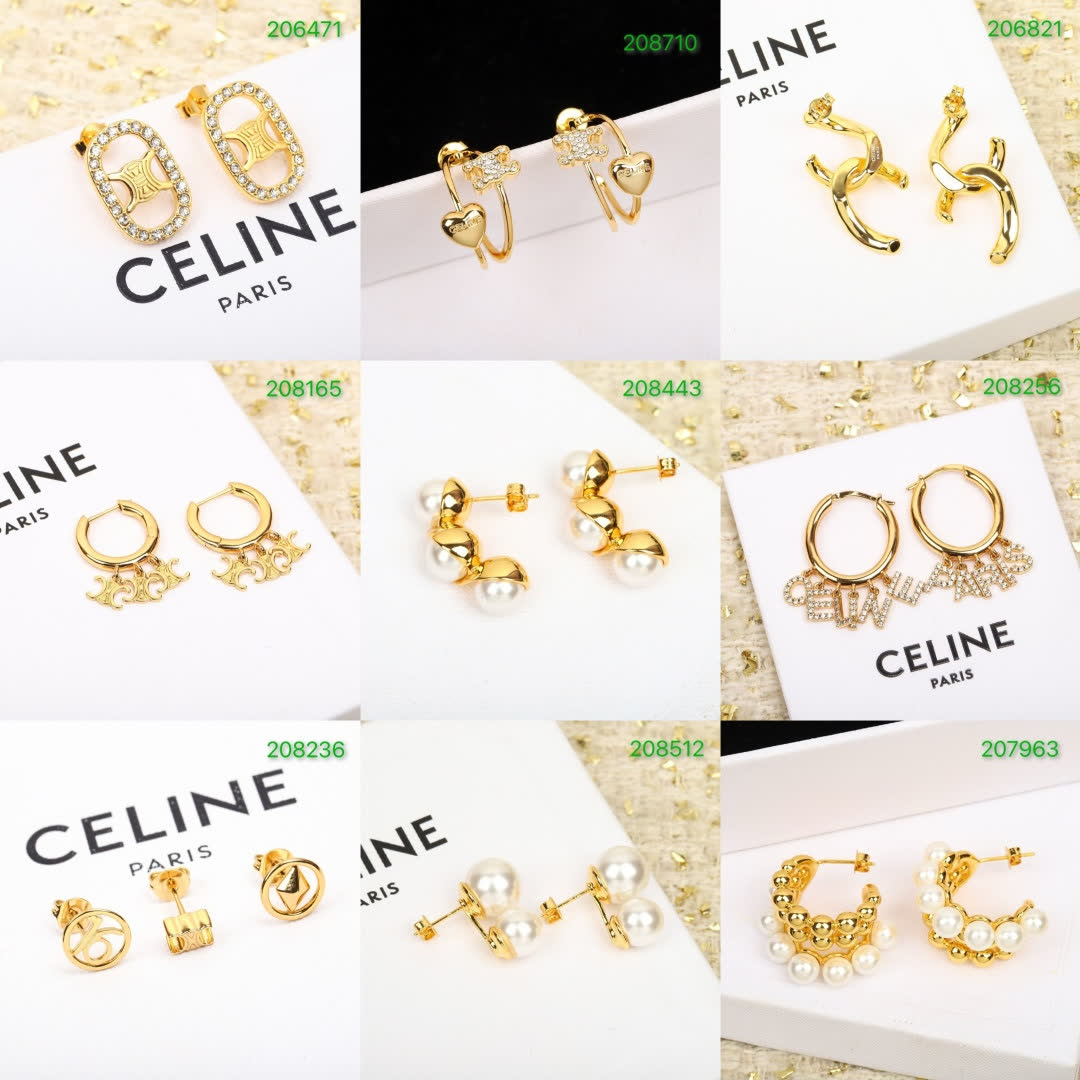 Celine Paris Gold Tone Geometric Earrings