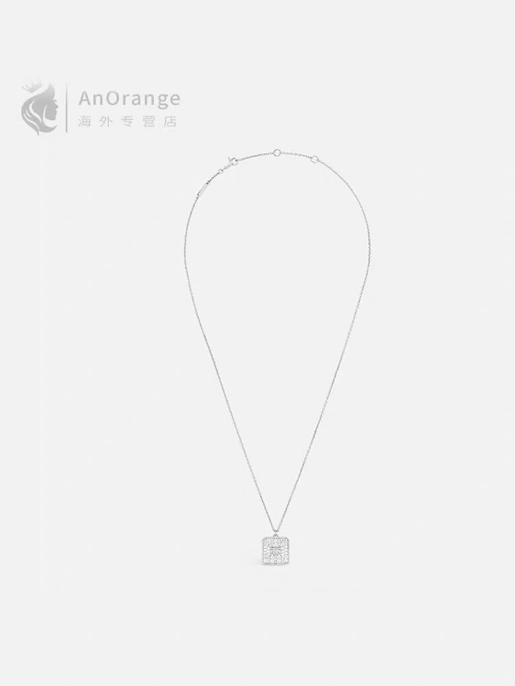 Celine AnOrange Silver Plated Cubic Zirconia Square Pendant Necklace