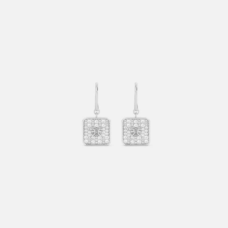 Celine AnOrange Silver Plated Cubic Zirconia Square Pendant Necklace