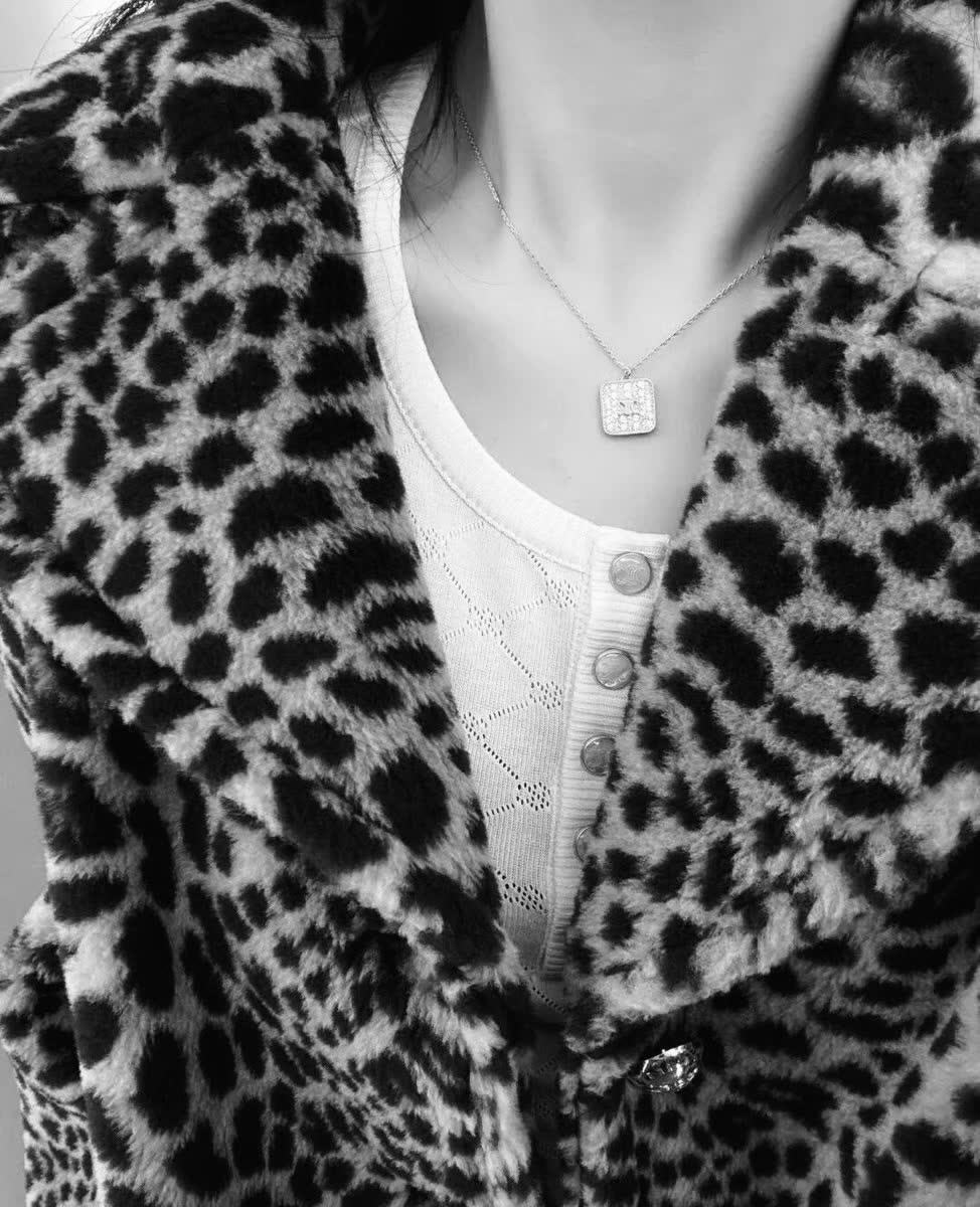 Celine AnOrange Silver Plated Cubic Zirconia Square Pendant Necklace