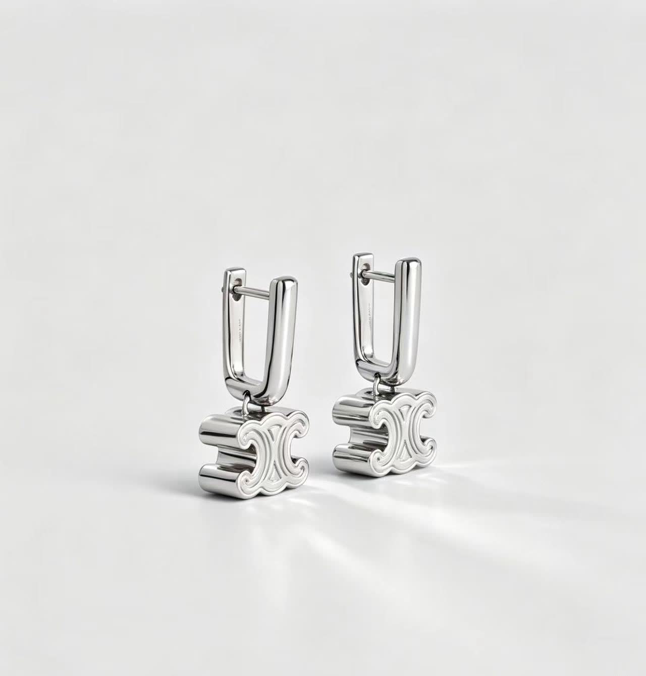 Celine Silver 'CC' Logo Earrings