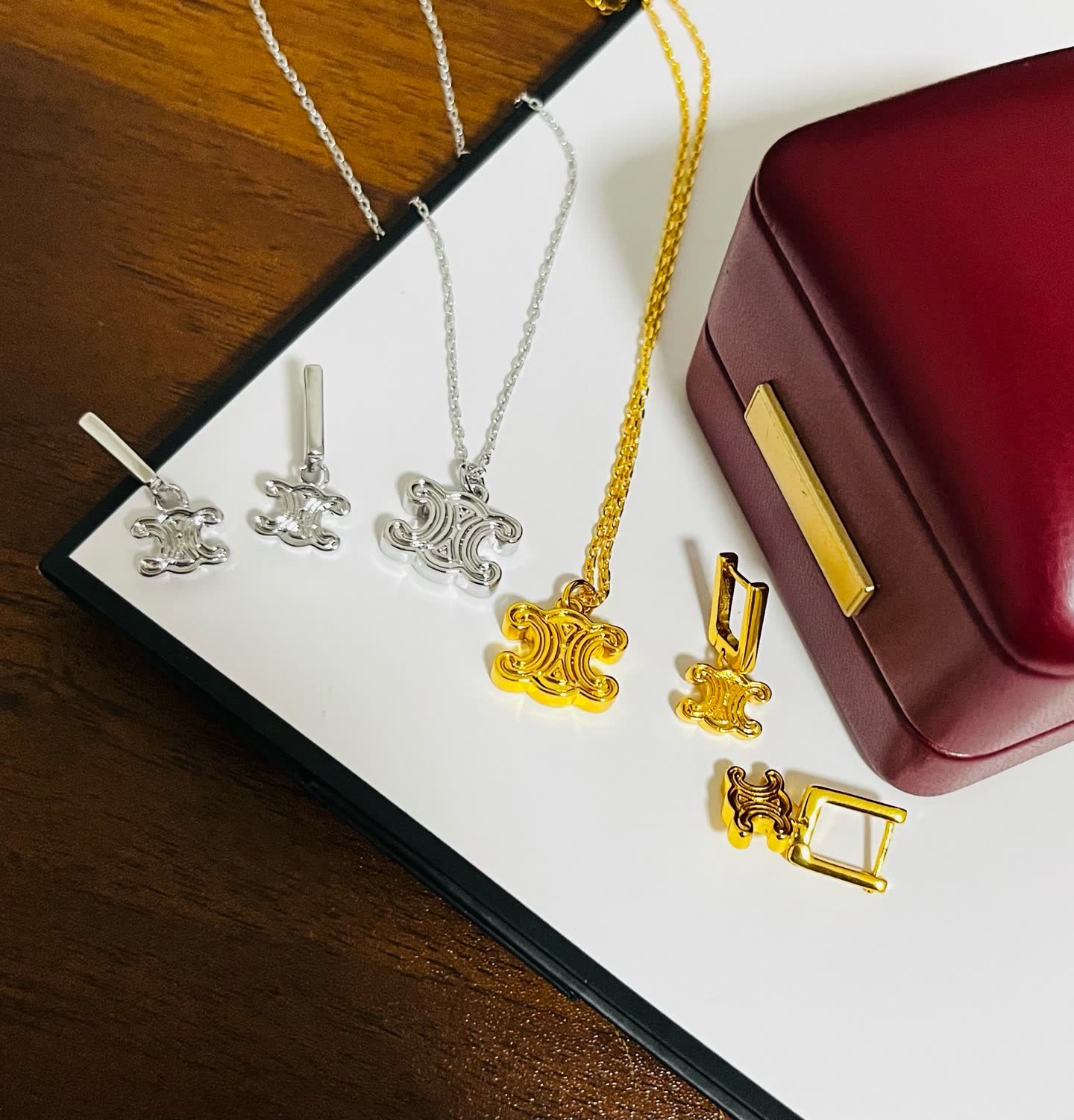 Celine Silver 'CC' Logo Earrings